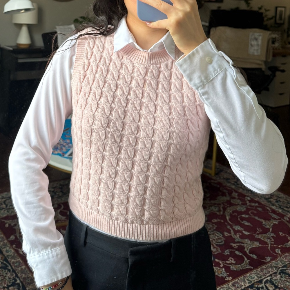Abercrombie & Fitch Women's Sleeveless Cable Knit Top - Light Pink